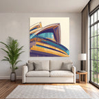 Moderne Moderne Abstraktes Design Gebäude Curved Shapes Glass Windows Farbige Elemente