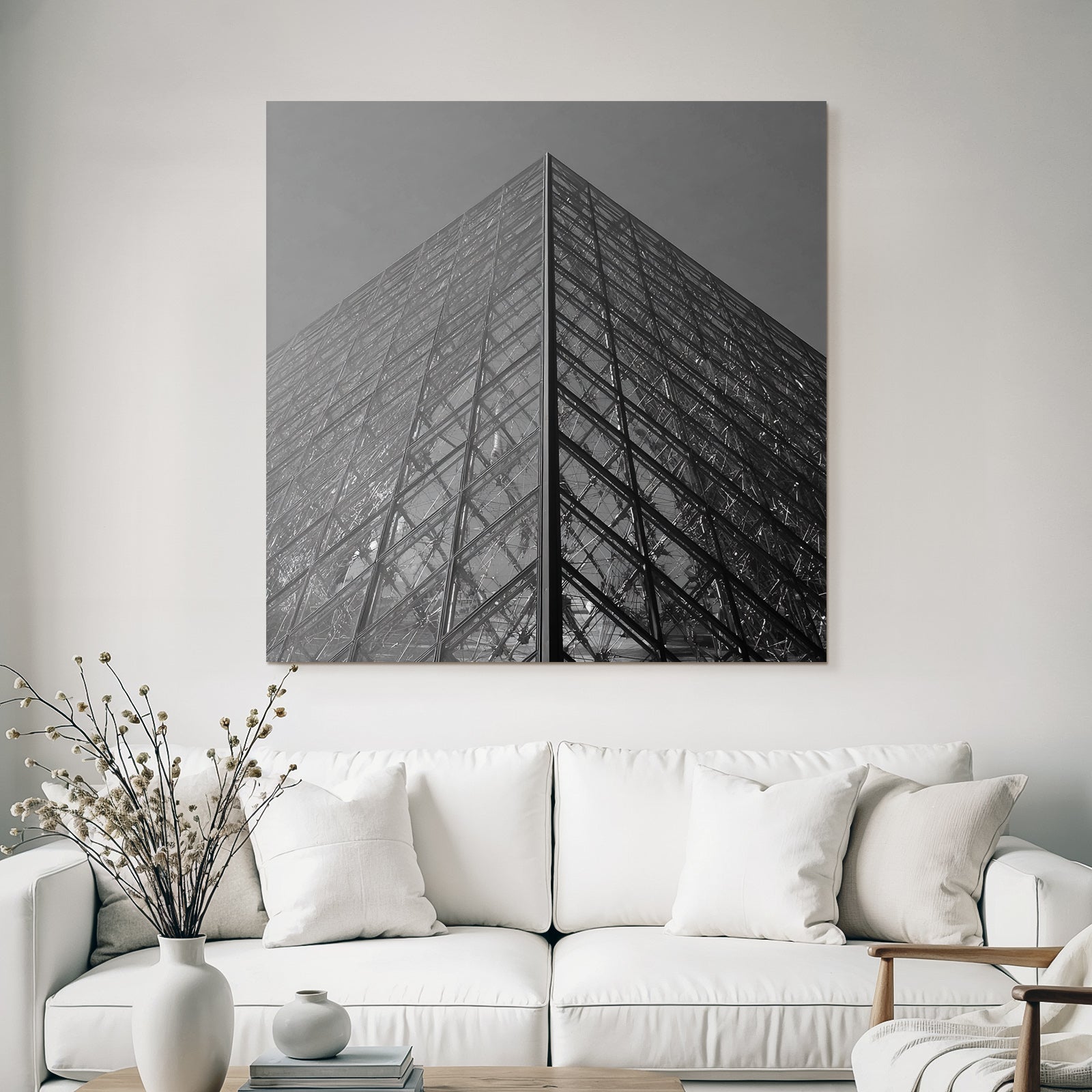 Moderne Moderne Glass Metall Structure Dreieckiges Design