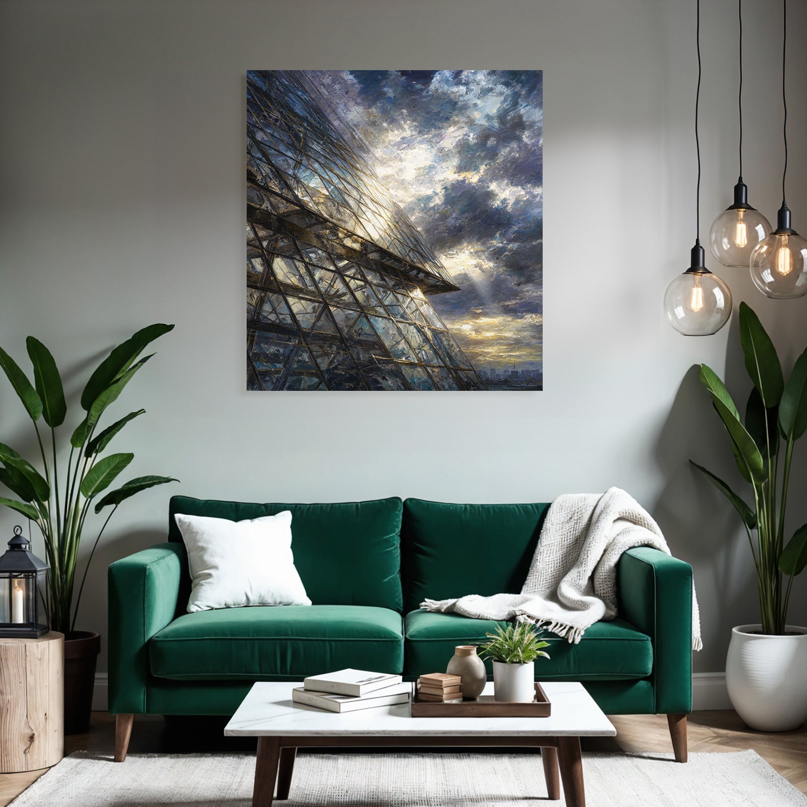 Moderne Moderne Mit Glass Fassade Im Hintergrund Dramatischer Himmel