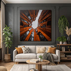 Moderne Moderne Orange Fassade Von Unten