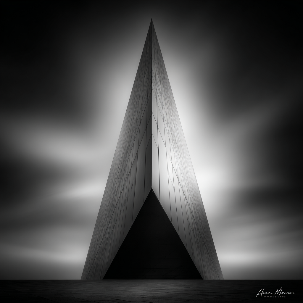Moderne Schwarze Weisse Mit Triangularem Design Und Dramatischem Himmel | Moderne Architektur | Architektur