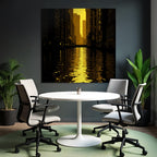 Moderne Stadtlandschaft Dämmerung Wasser Reflexion Kunststil