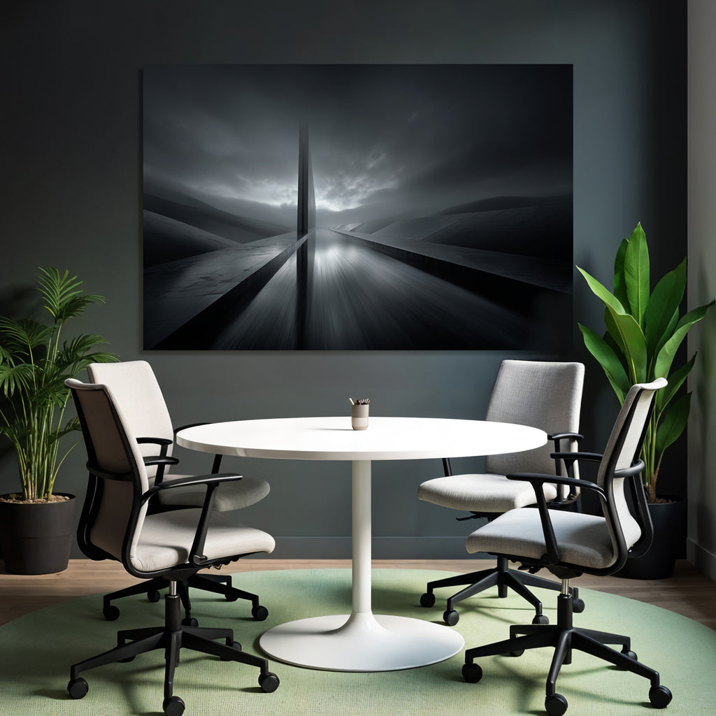 Moderne Abstrakte Landschaft Mit Reflektierender Surface Und Vertikalem Struktur