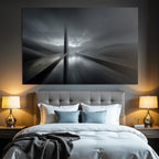 Moderne Abstrakte Landschaft Mit Reflektierender Surface Und Vertikalem Struktur