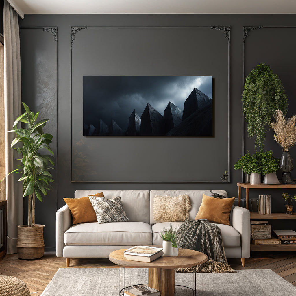 Moderne Dramatische Landschaft Mit Pyramiden Im Aün Wolken Dystopische Atmosphäre
