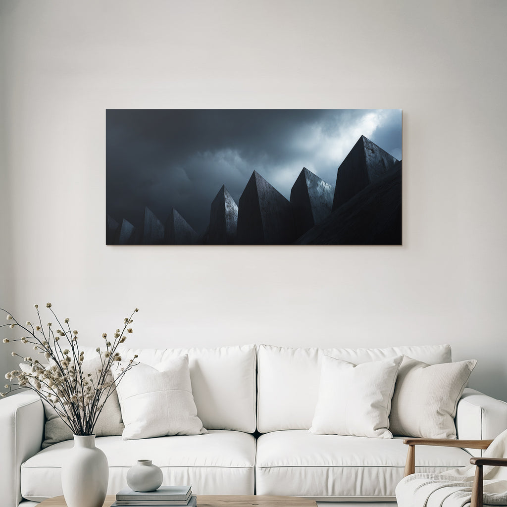 Moderne Dramatische Landschaft Mit Pyramiden Im Aün Wolken Dystopische Atmosphäre