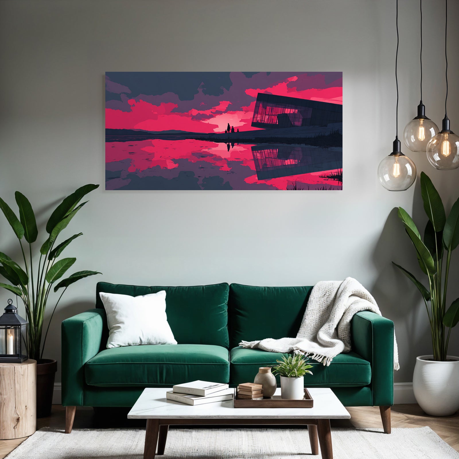 Moderne Dramatischer Sonnenuntergang Mit Und Reflexionen