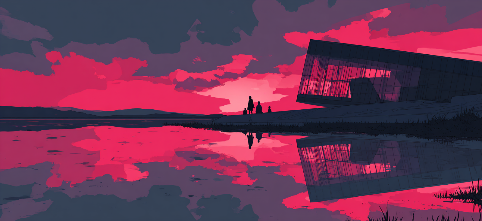 Moderne Dramatischer Sonnenuntergang Mit Und Reflexionen | Moderne Architektur | Architektur