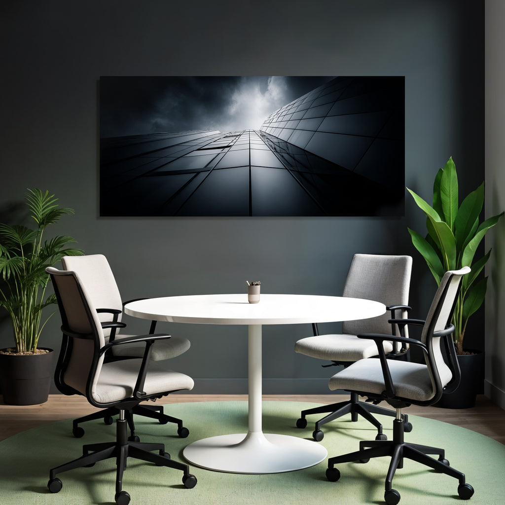 Moderne Dramatisches Foto Eines Modernen Gebaudes Mit Reflektierenden Glaspanelen