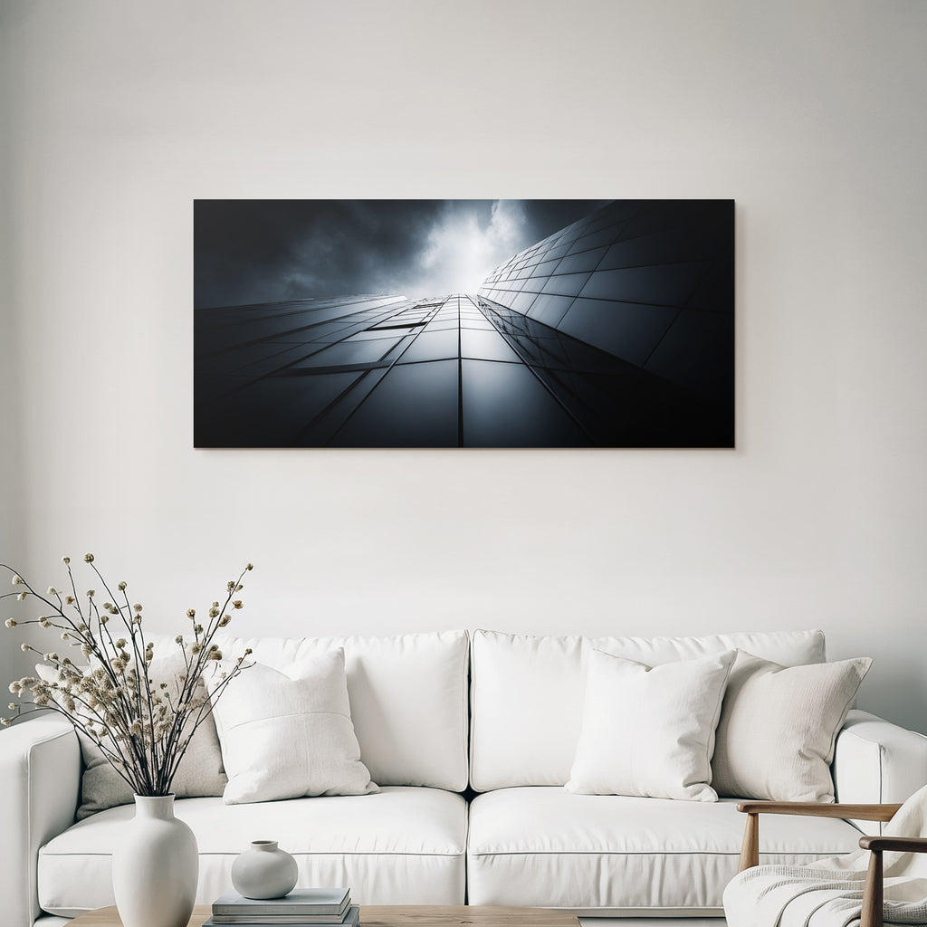 Moderne Dramatisches Foto Eines Modernen Gebaudes Mit Reflektierenden Glaspanelen
