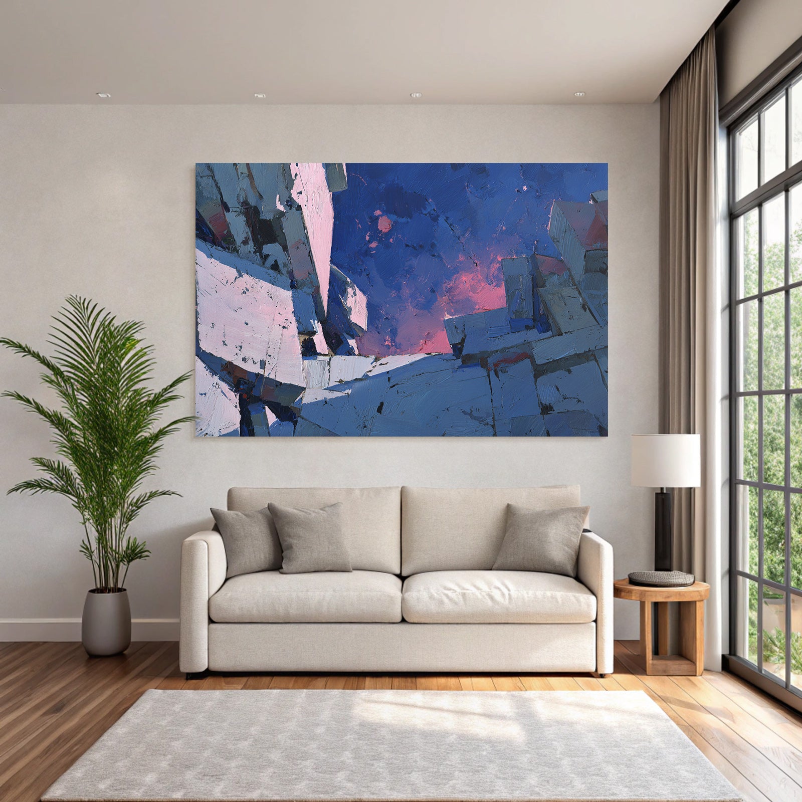 Moderne Fragmentierte Landschaft Bold Geometrische Formen Vibrante Farben