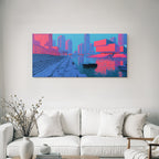 Moderne Futuristische Stadtlandschaft Mit Hafen Und Reflexionen