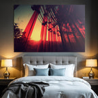 Moderne Glas Paneele Reflektierender Sonnenuntergang Kunstvolles Zusammenspiel