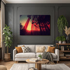 Moderne Glas Paneele Reflektierender Sonnenuntergang Kunstvolles Zusammenspiel