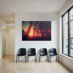 Moderne Glas Paneele Reflektierender Sonnenuntergang Kunstvolles Zusammenspiel