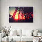 Moderne Glas Paneele Reflektierender Sonnenuntergang Kunstvolles Zusammenspiel