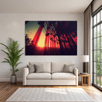 Moderne Glas Paneele Reflektierender Sonnenuntergang Kunstvolles Zusammenspiel