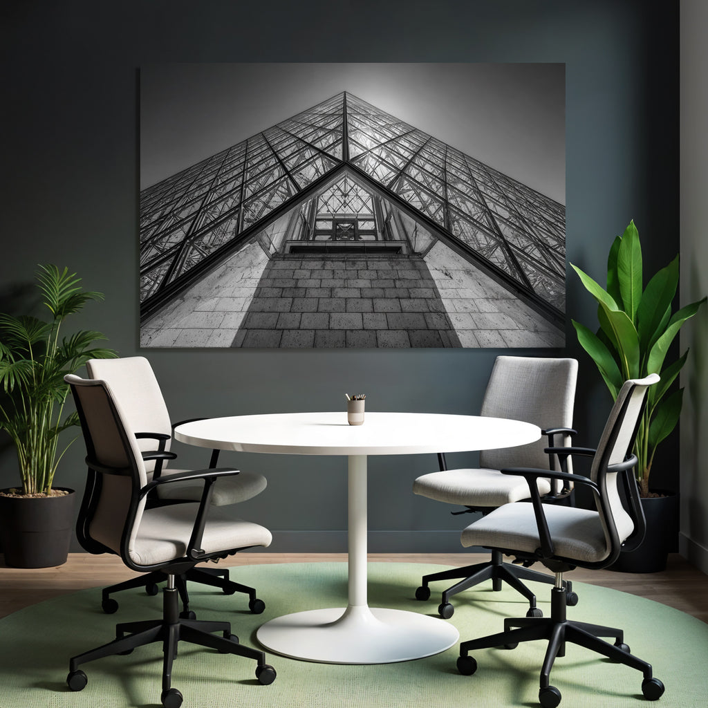 Moderne Glas Pyramide Eingang Museum Monochrom