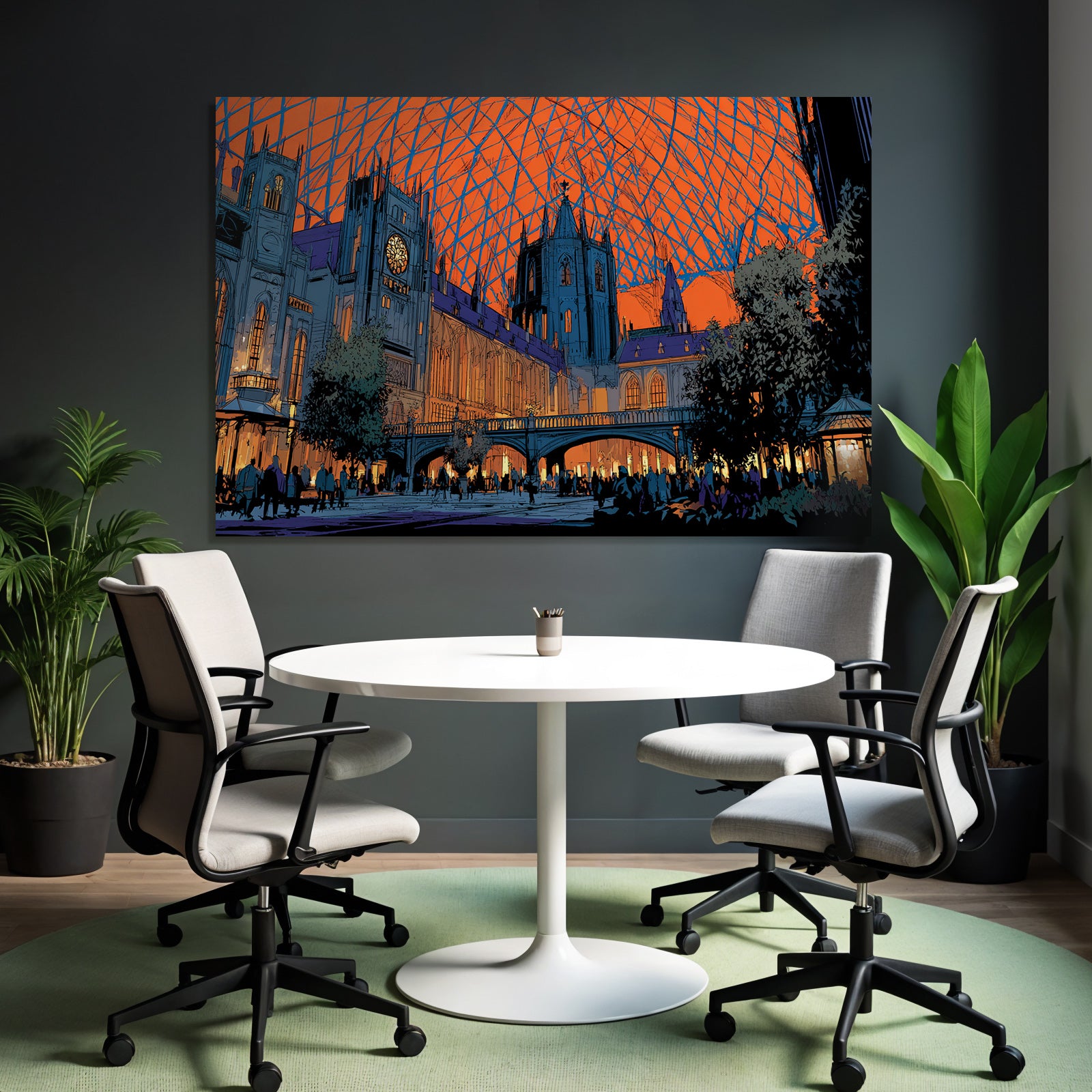 Moderne Grand Halle Unter Orange Himmel Gothic Modern