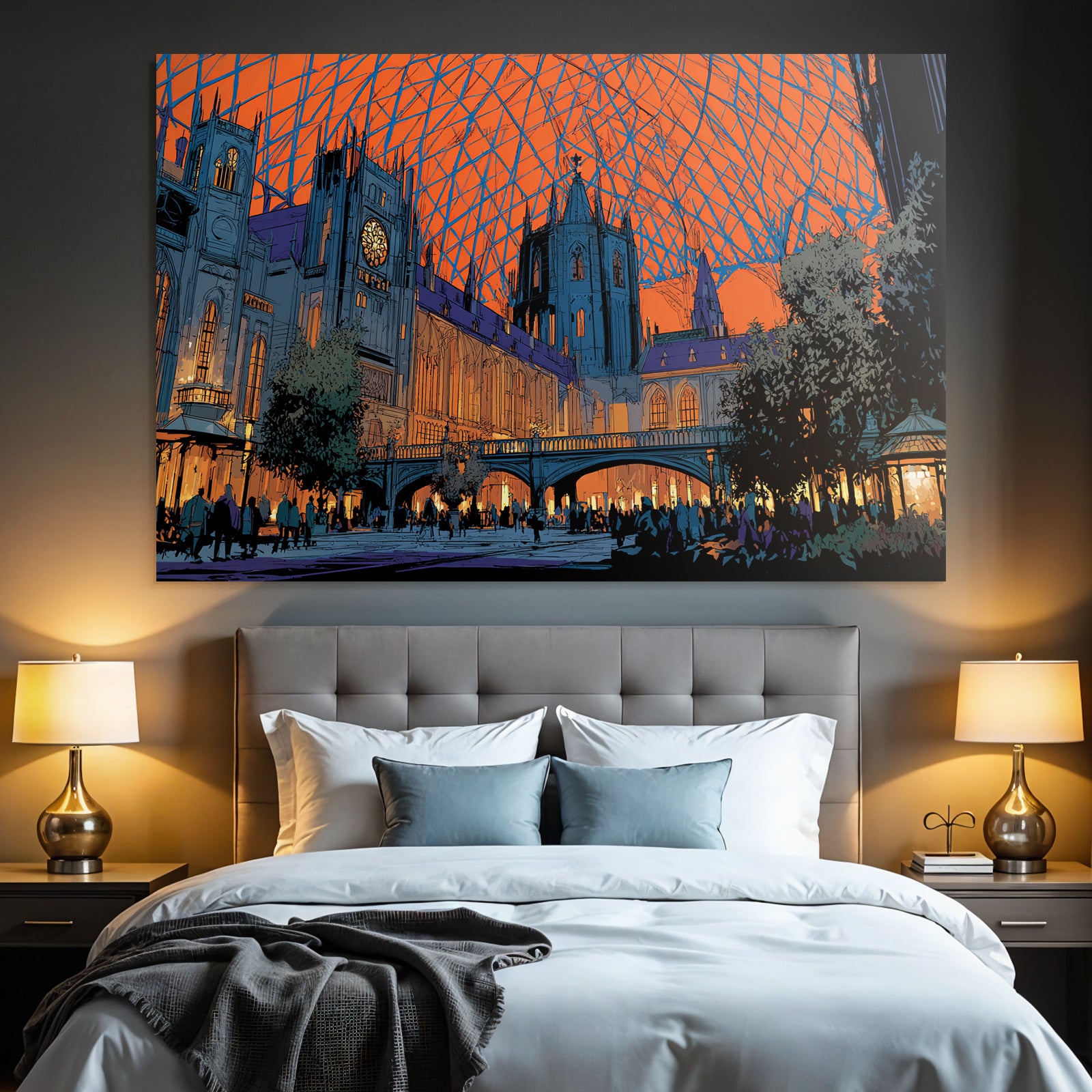Moderne Grand Halle Unter Orange Himmel Gothic Modern