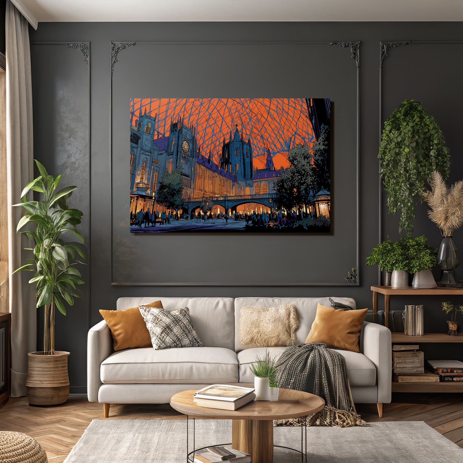 Moderne Grand Halle Unter Orange Himmel Gothic Modern