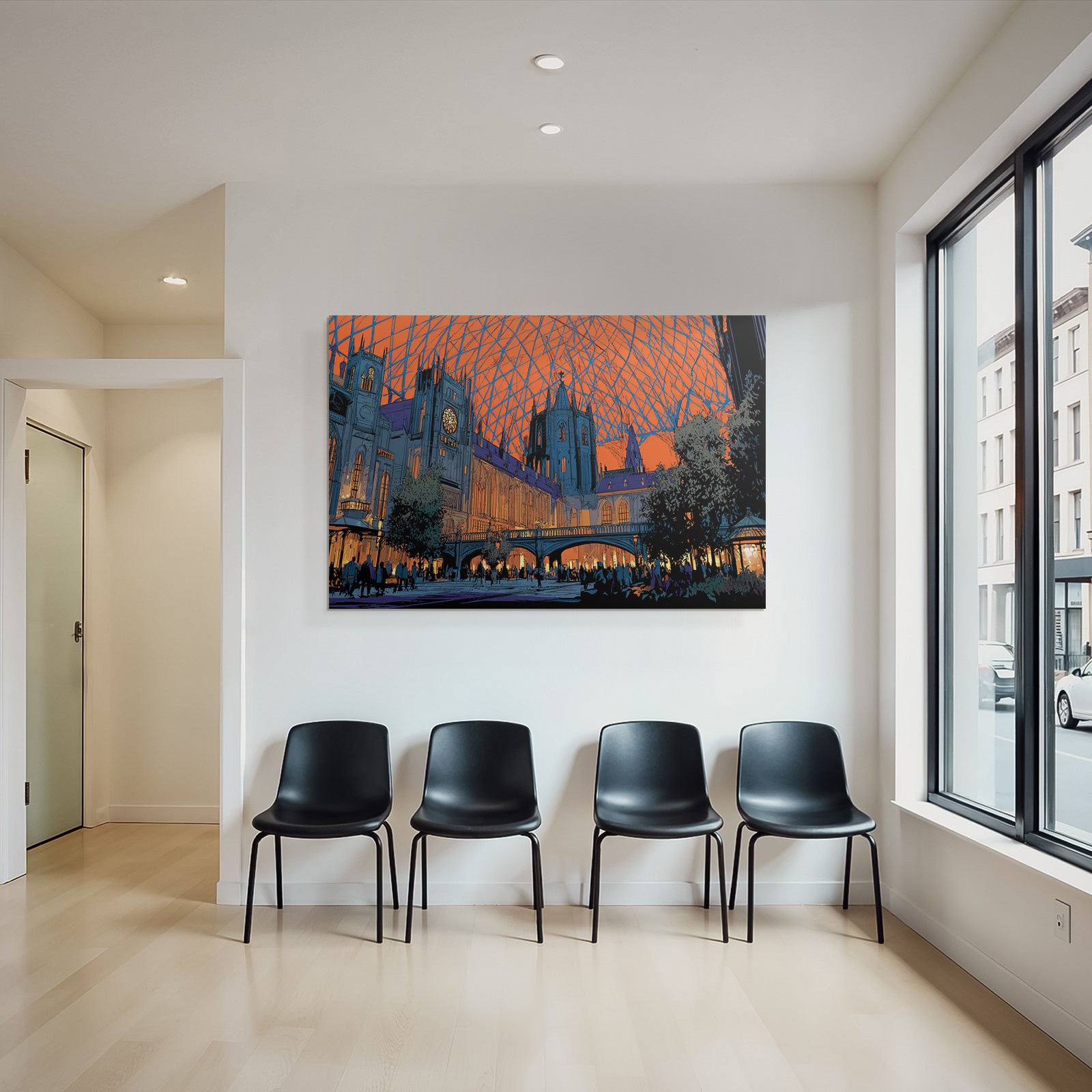 Moderne Grand Halle Unter Orange Himmel Gothic Modern