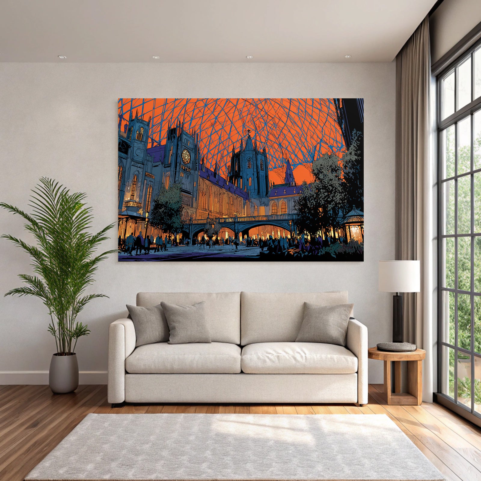 Moderne Grand Halle Unter Orange Himmel Gothic Modern