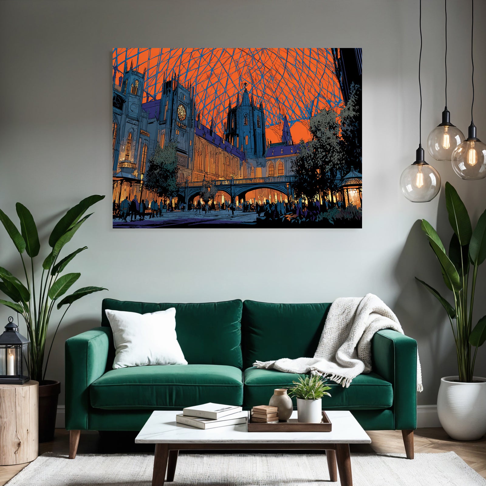 Moderne Grand Halle Unter Orange Himmel Gothic Modern