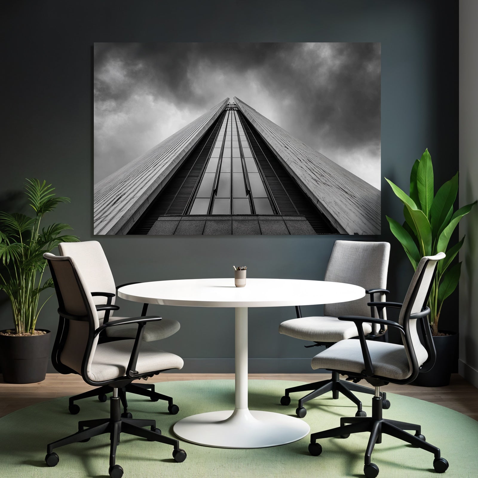 Moderne Hochhaus Unter Dramatischem Himmel Sw