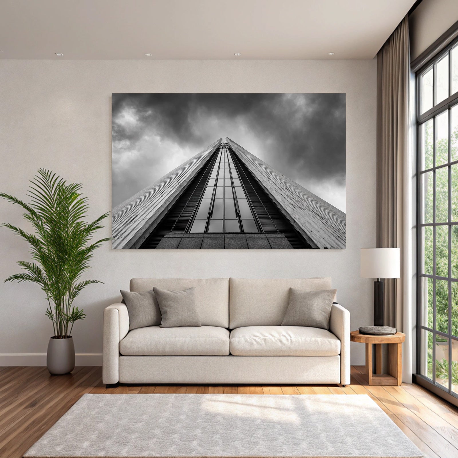 Moderne Hochhaus Unter Dramatischem Himmel Sw