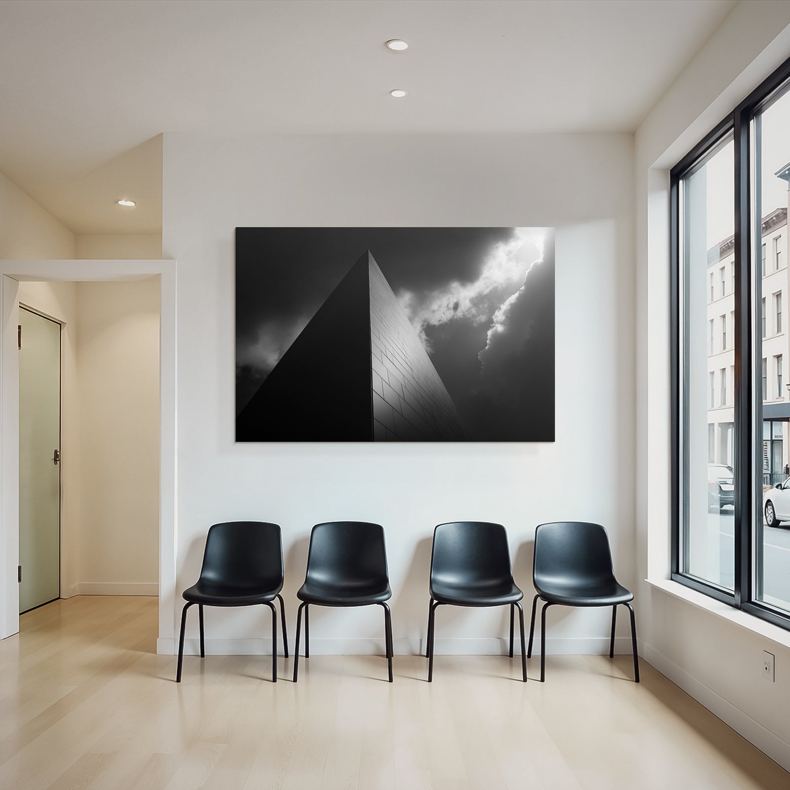 Moderne Hochkontrast Schwarz Weiss Fotografie Gebaude Mit Drama Himmel