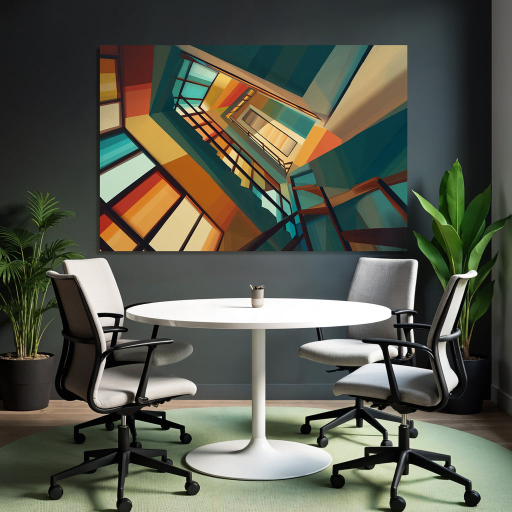 Moderne Kreative Stufenhaus Innenraum Bunt Geometrisch Abstract Modern
