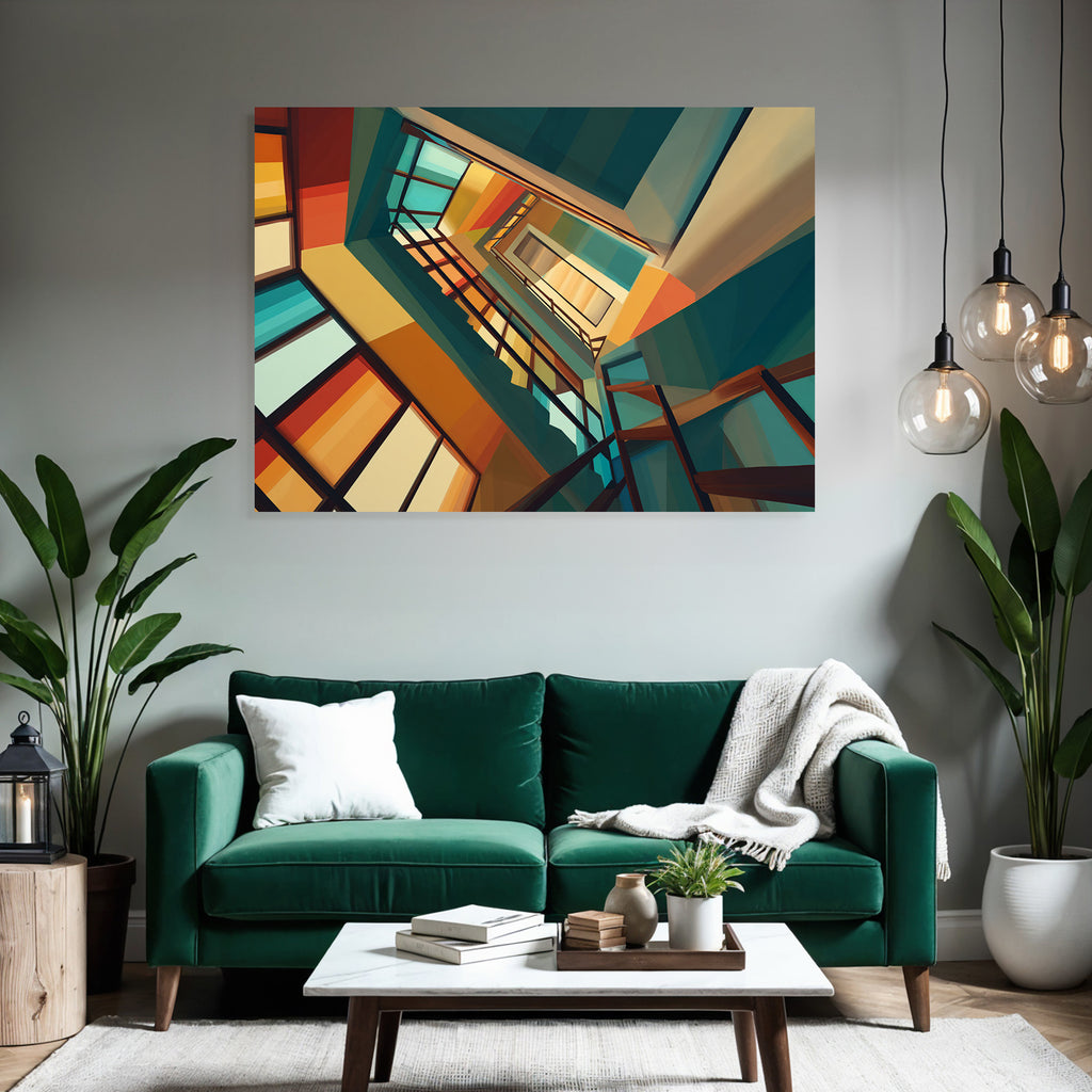 Moderne Kreative Stufenhaus Innenraum Bunt Geometrisch Abstract Modern