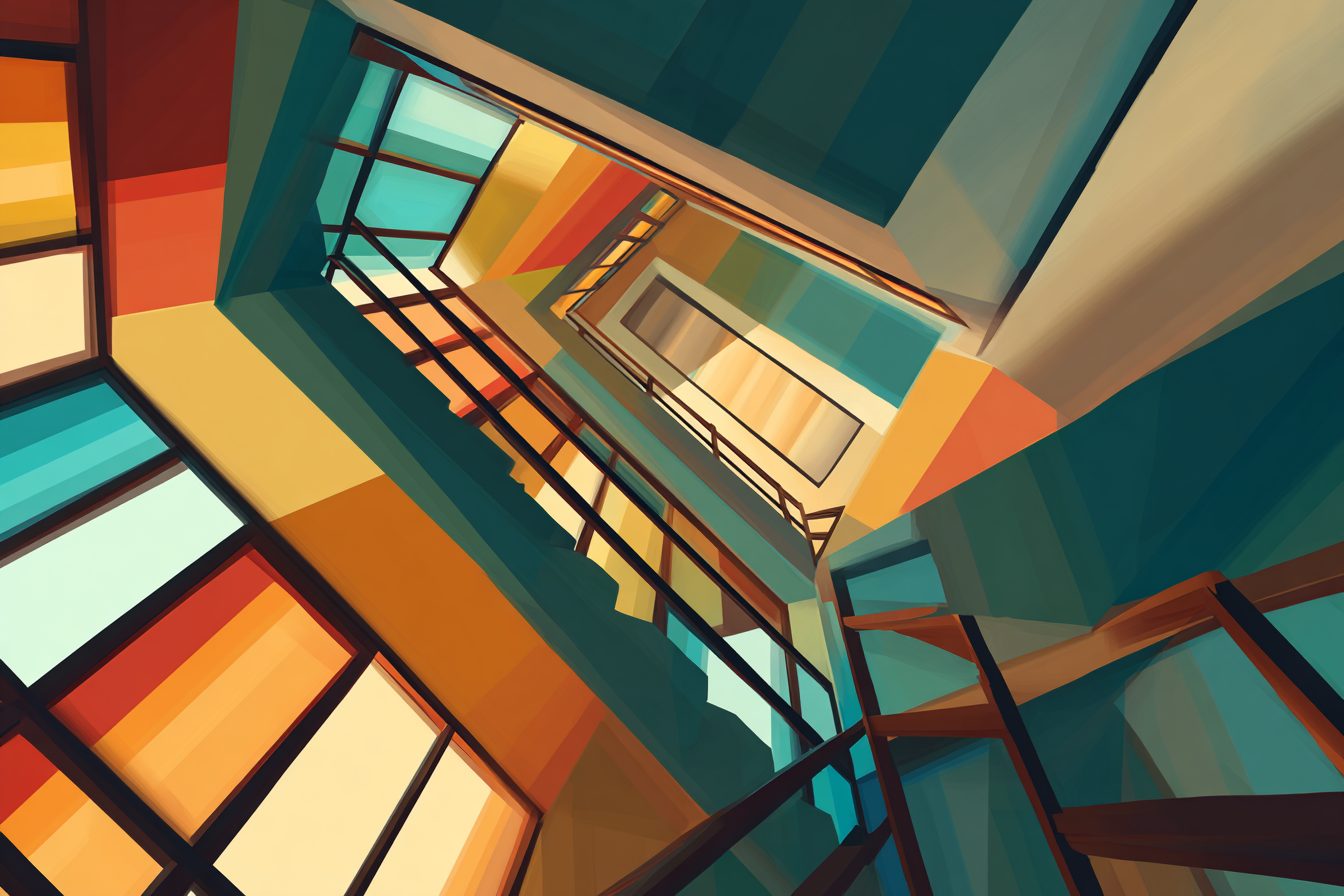 Moderne Kreative Stufenhaus Innenraum Bunt Geometrisch Abstract Modern | Moderne Architektur | Architektur