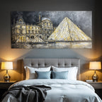 Moderne Louvre Museum Glaspyramide Stilisierte Darstellung Dramatischer Himmel