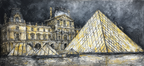 Moderne Louvre Museum Glaspyramide Stilisierte Darstellung Dramatischer Himmel | Moderne Architektur | Architektur