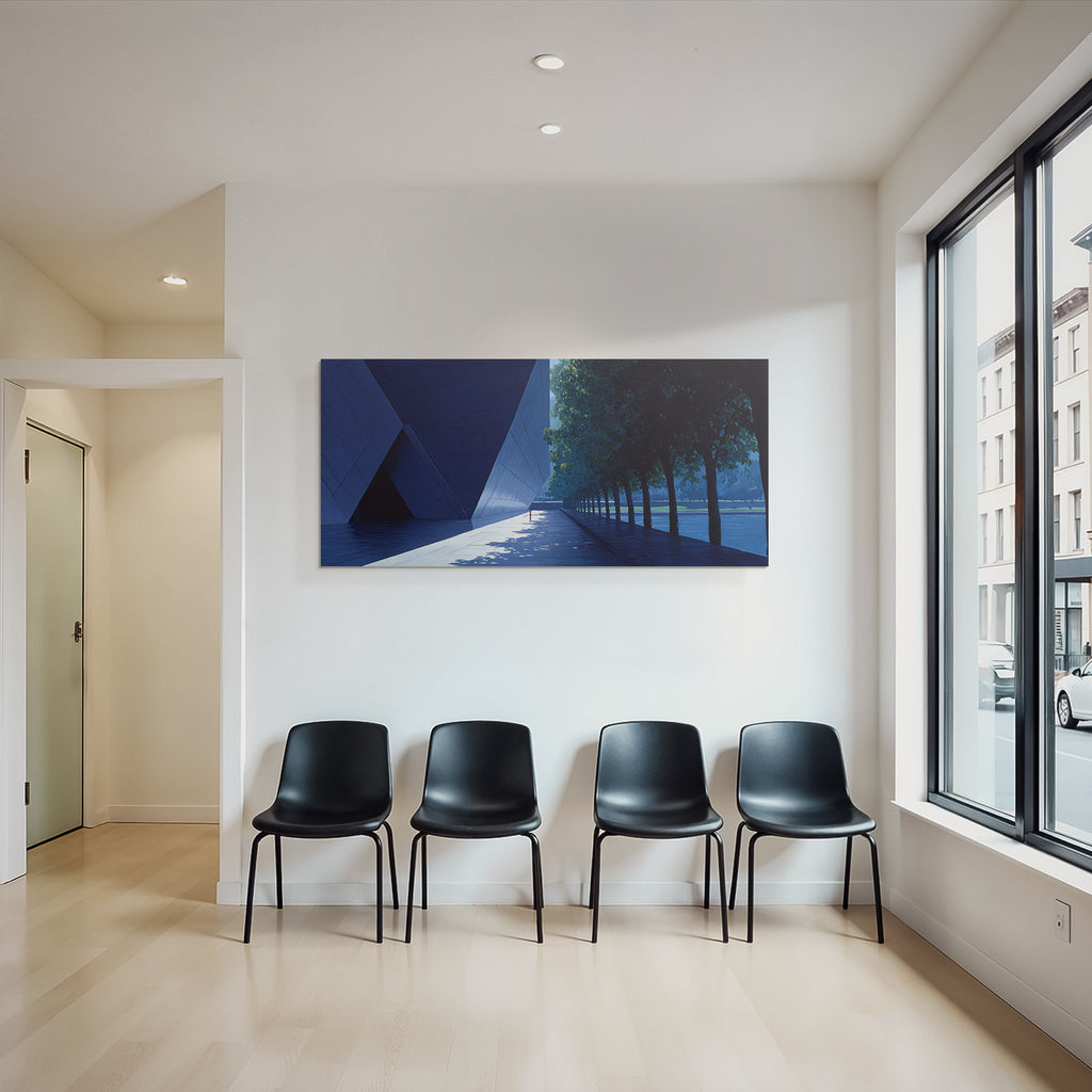 Moderne Minimalistische Landlandschaft Architektonische Struktur Mit Baumweg