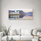 Moderne Moderne Am Wasser Umgeben Von Bergen Oil Painting