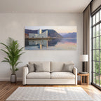 Moderne Moderne Am Wasser Umgeben Von Bergen Oil Painting