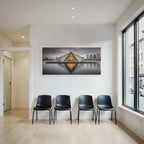 Moderne Moderne Auf Wasser Mit Stadtansicht Triangulares Gebaude