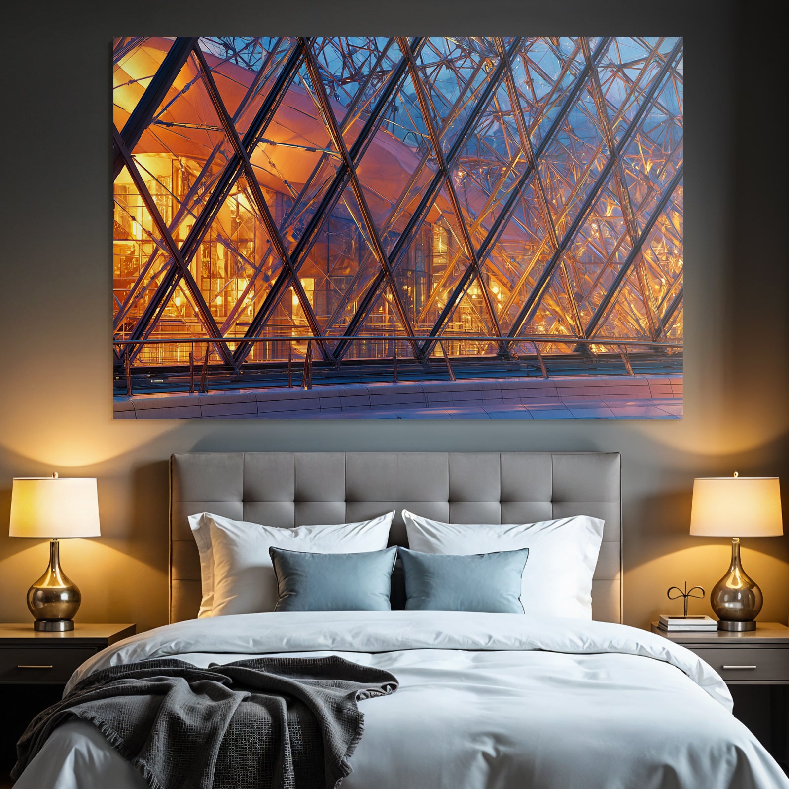 Moderne Moderne Glas Metal Geometrisches Muster Warmes Licht