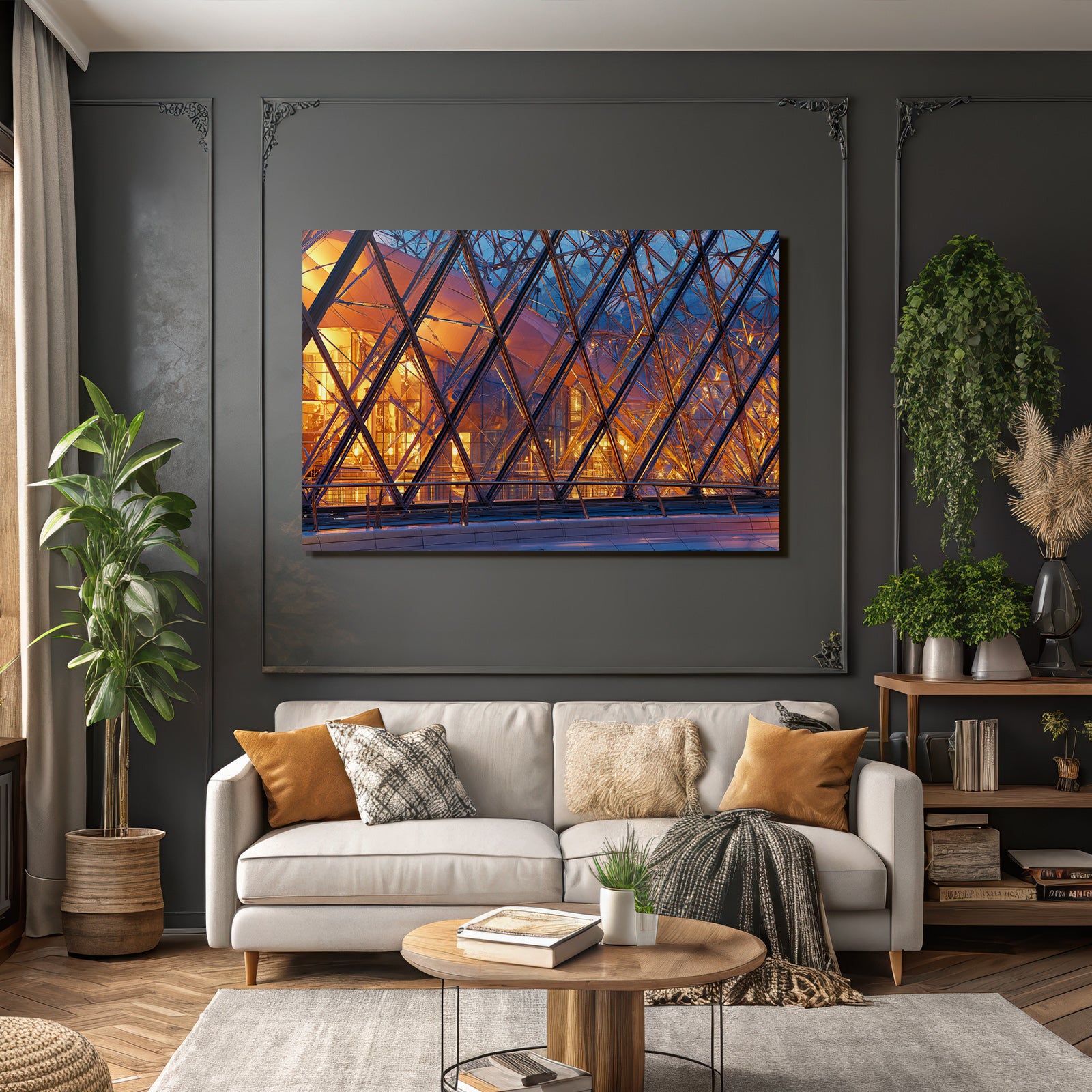Moderne Moderne Glas Metal Geometrisches Muster Warmes Licht