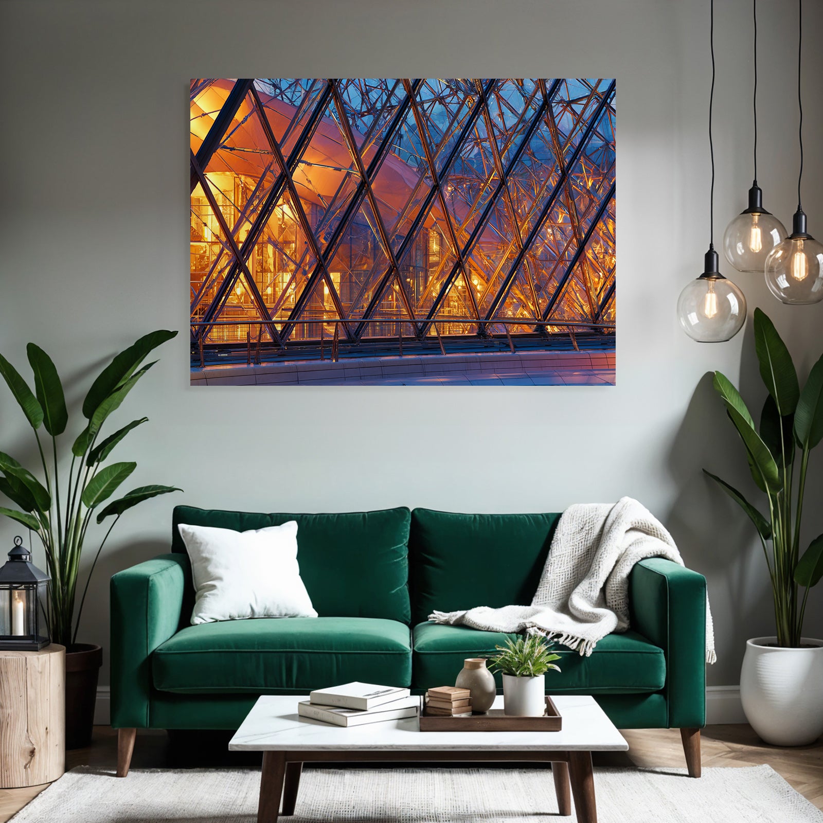 Moderne Moderne Glas Metal Geometrisches Muster Warmes Licht