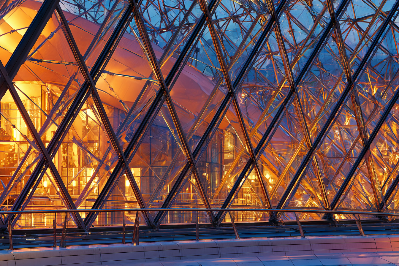 Moderne Moderne Glas Metal Geometrisches Muster Warmes Licht | Moderne Architektur | Architektur