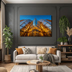 Moderne Moderne Glaspanel Warme Beleuchtung Scharfe Winkel Geometrische Formen