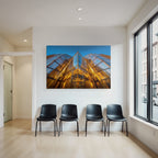 Moderne Moderne Glaspanel Warme Beleuchtung Scharfe Winkel Geometrische Formen