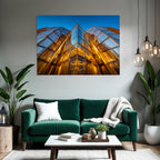 Moderne Moderne Glaspanel Warme Beleuchtung Scharfe Winkel Geometrische Formen