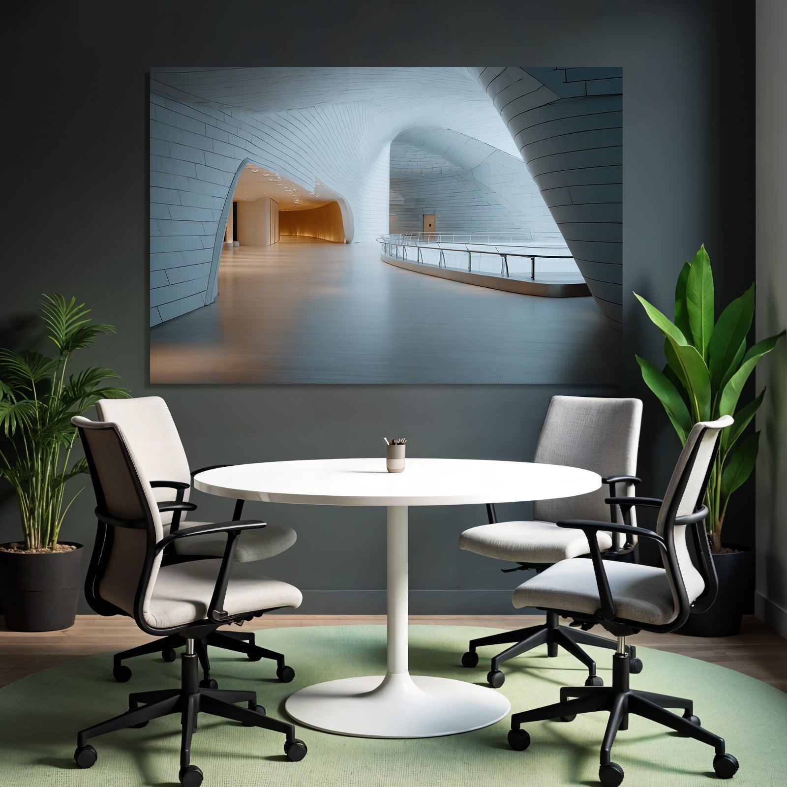 Moderne Moderne Innen Curvilinear Design Lichtfarben Palette