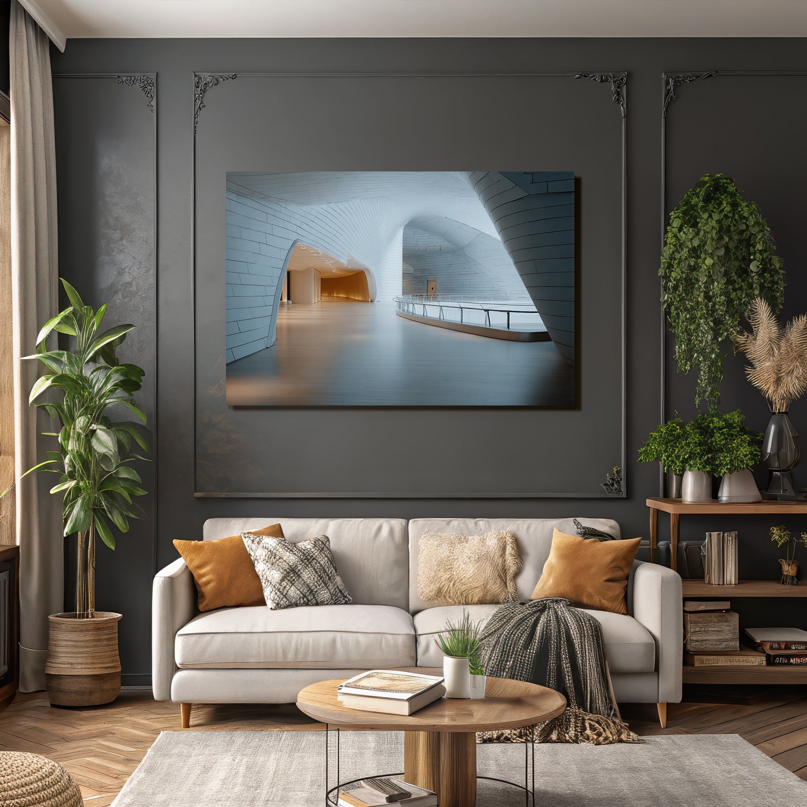 Moderne Moderne Innen Curvilinear Design Lichtfarben Palette