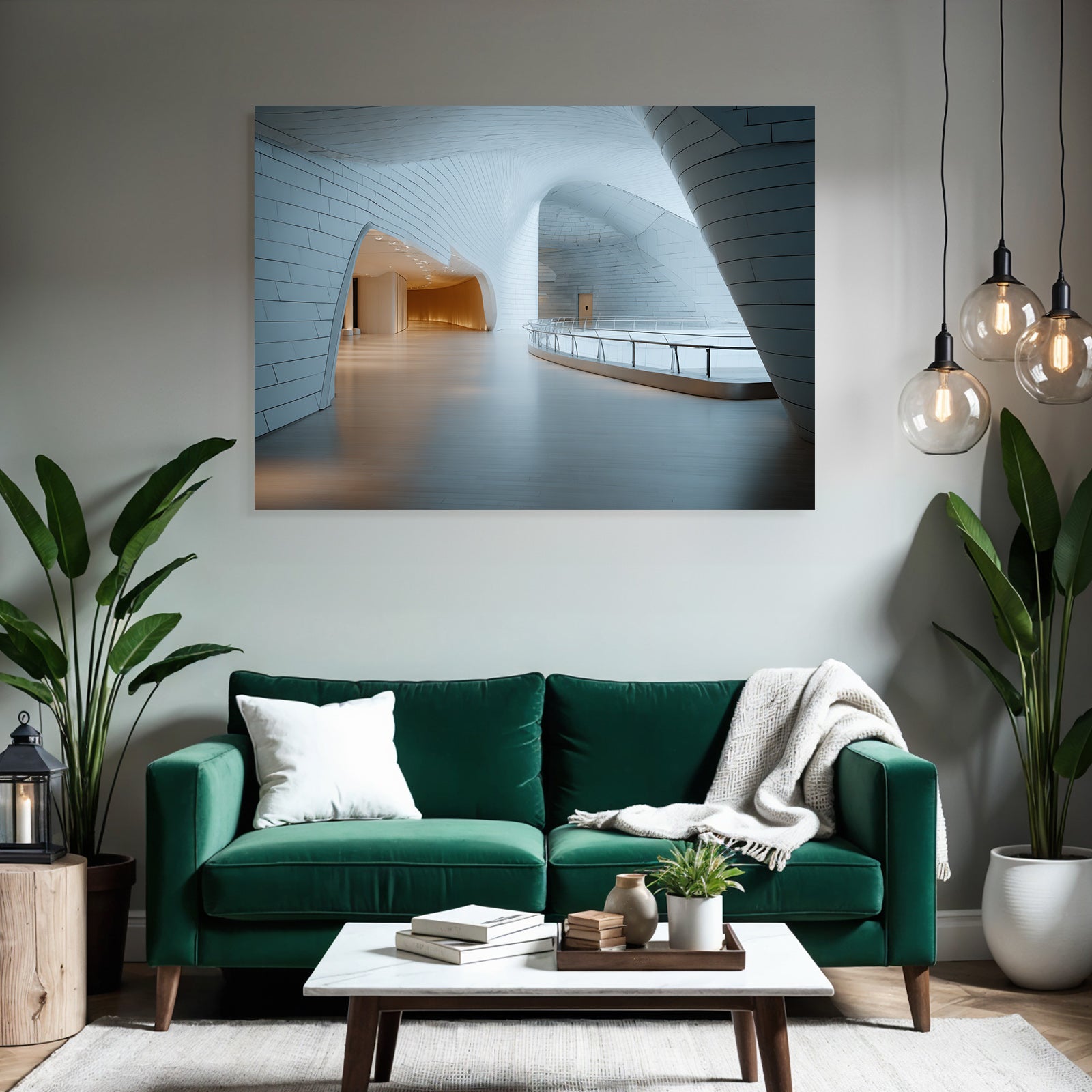 Moderne Moderne Innen Curvilinear Design Lichtfarben Palette